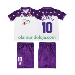 Camisola ACF Fiorentina RUI COSTA 10 1992 1993 Retro Criança Equipamento Segundo Manga Curta